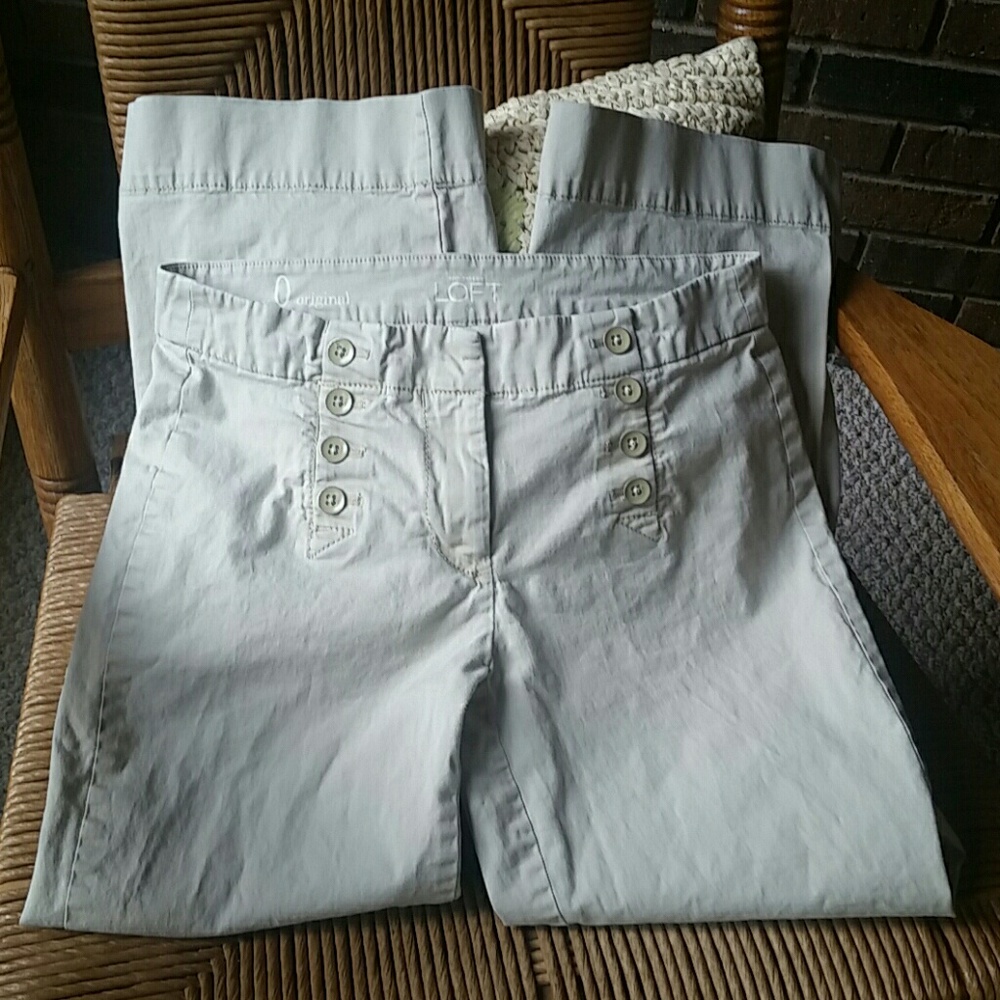 Loft khaki,  front button detail, trousers, size 0